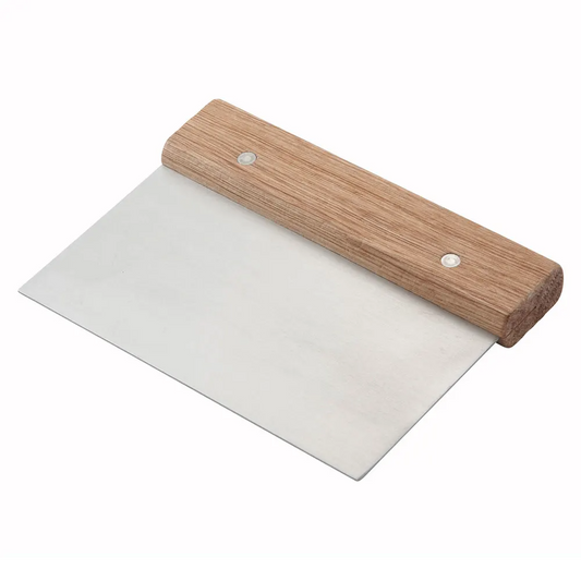 Winco DSC-3 Stainless Steel 6" Dough Scraper with Wooden Handle