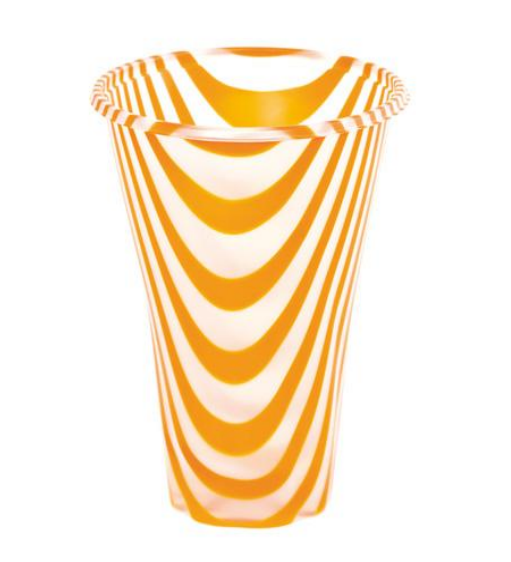 Alcas Orange Plastic Striped Cup 500cc - 400 Pieces