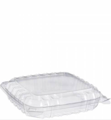 Choice 6 x 6 x 3 Microwaveable 1-Compartment Black / Clear Plastic  Hinged Container - 200/Case