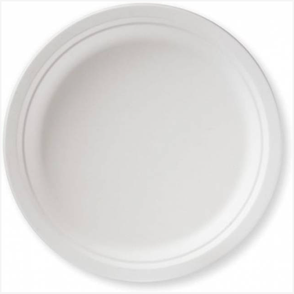 7" PLATE SUGARCANE PULP WHITE - 1000 Pieces