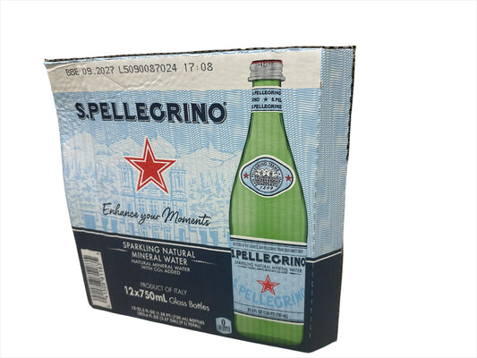 San Pellegrino Sparkling Water, 750ML Glass Bottle (12 Pack) LOCAL DELIVERY ONLY