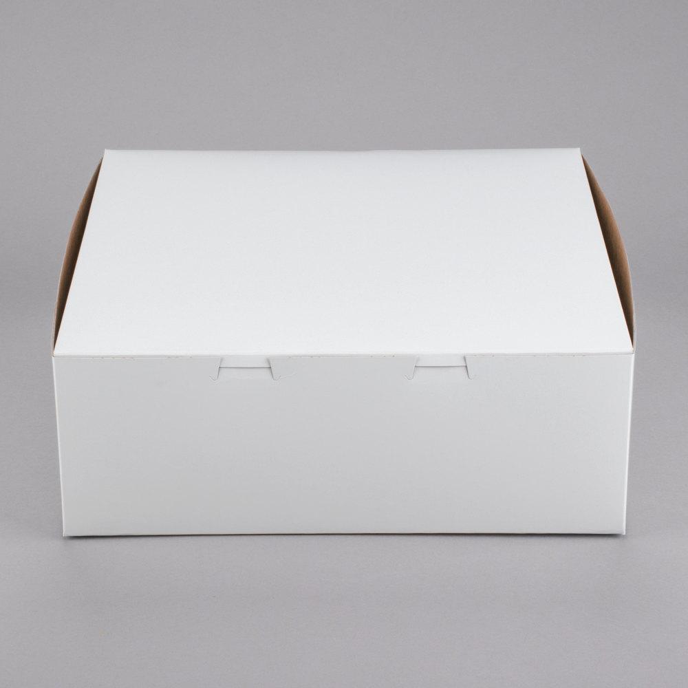 Sweet Vision Square Clear Plastic Cake Box - White Lid and White Base, Gray  Ribbon - 8 1/2'' x 8 1/2'' x 6 3/4'' - 10 count box