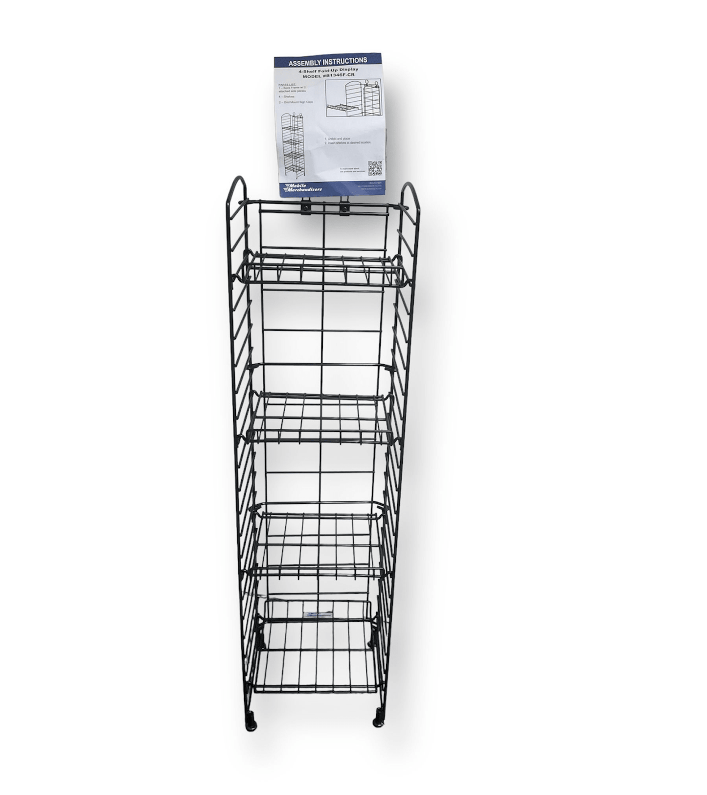 Mobile Merchandisers - 4 Shelf Wire Fold Up Display - Black