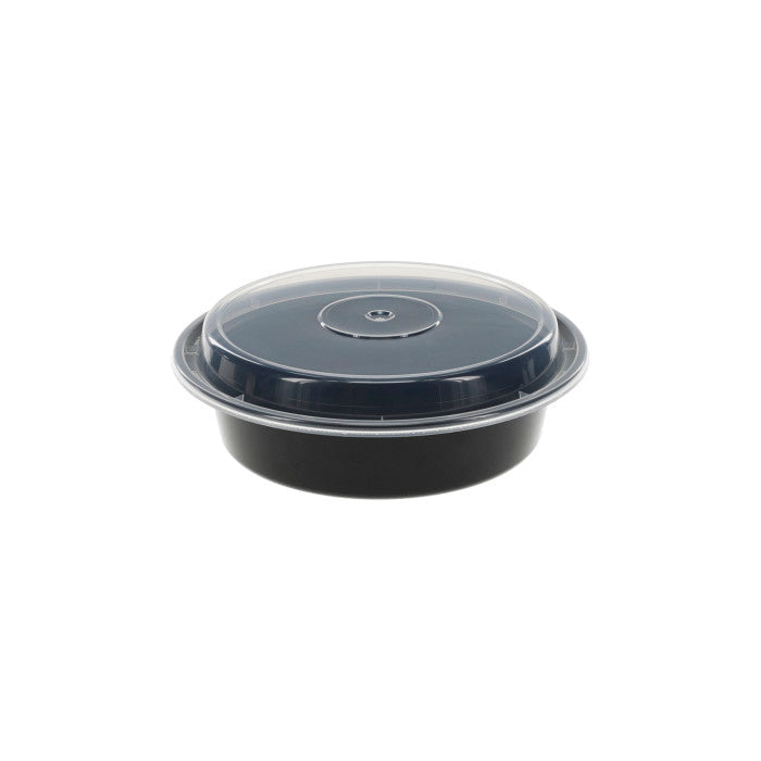 Black Round Container and Lid - 24 oz - 150 pcs