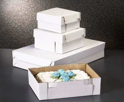 White Corrugated Cake Box - 19x14x5.5