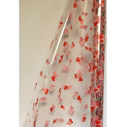 40" x 100' Red Hearts Cellophane Roll