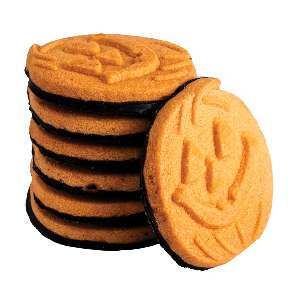 Orange Pumpkin Face Dipped Cookies