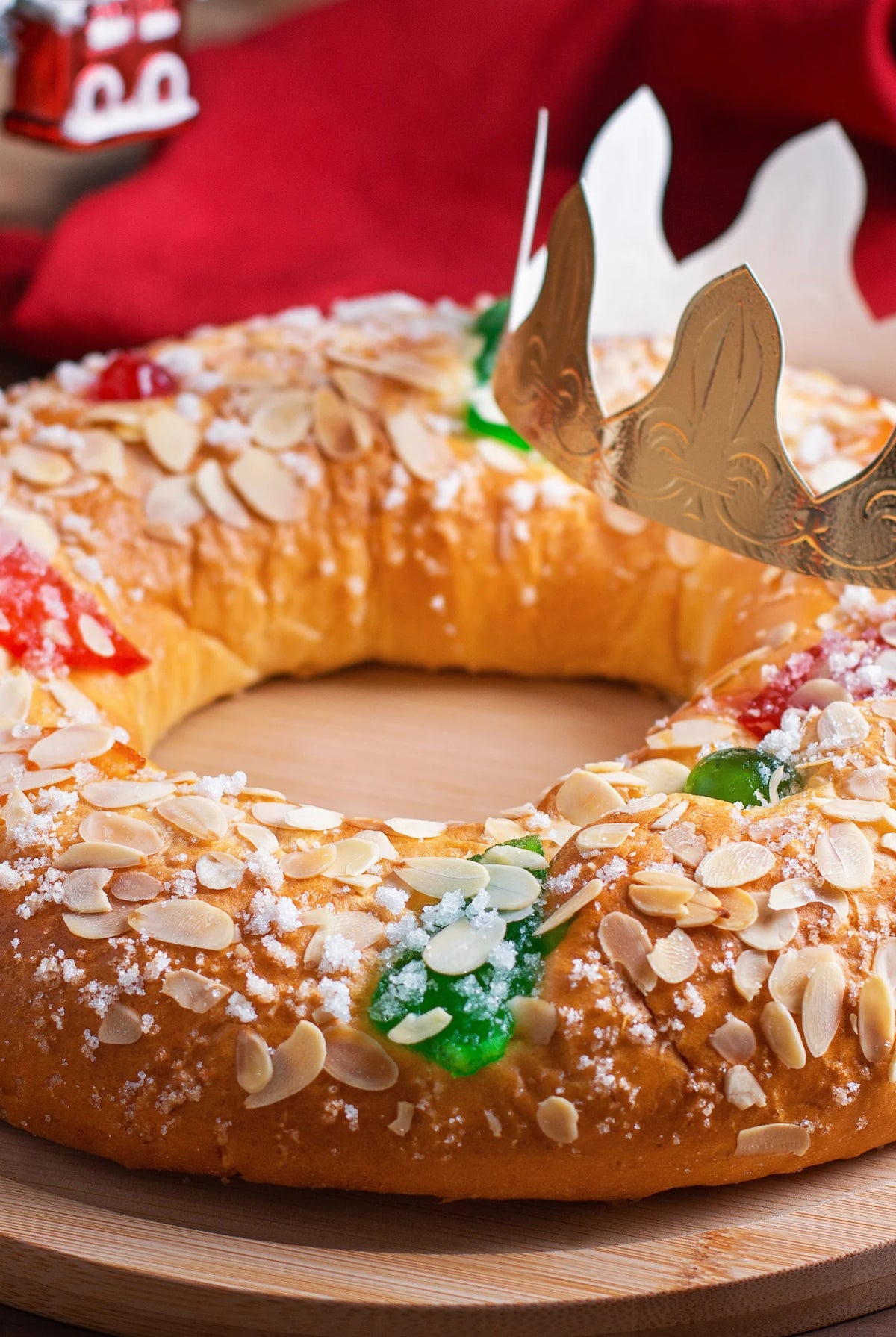 Rosca de Reyes decorated with candied fruit