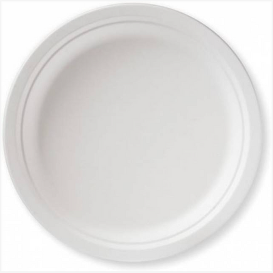 7" PLATE SUGARCANE PULP WHITE - 500 Qty