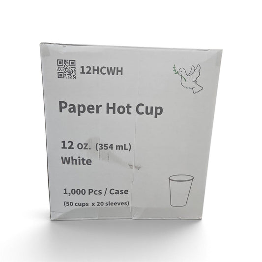 12oz Insulated white Hot Cup - 1000