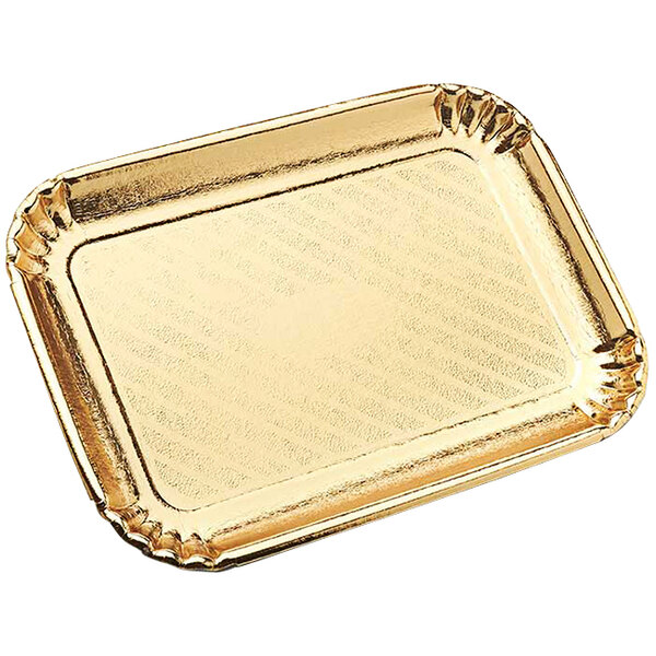 Gold Rectangular Pastry Tray - Rolled Edge (Multiple Options)