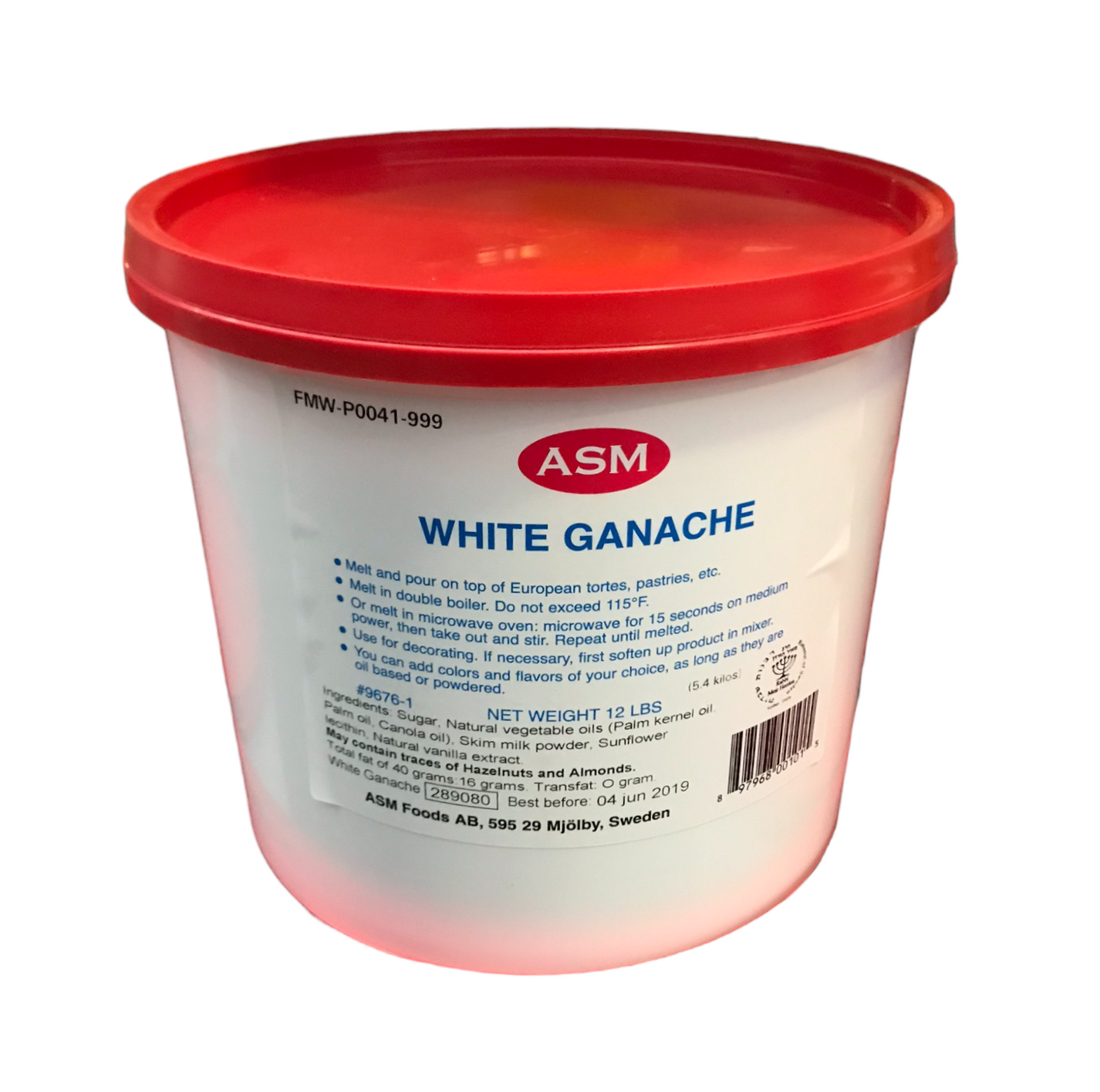 White Genache 12 Lb Pail Bulk or Wholesale Bakers Authority