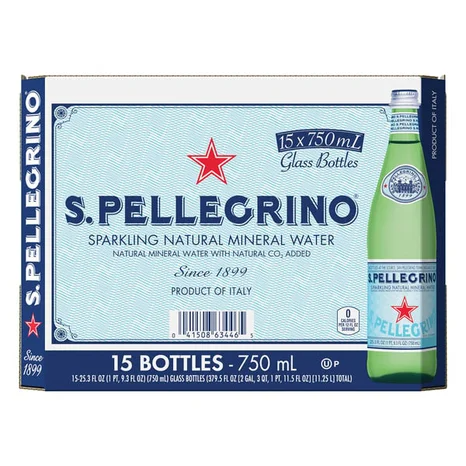 Bulk San Pellegrino Sparkling Water, 1L Glass Bottle (12 Pack
