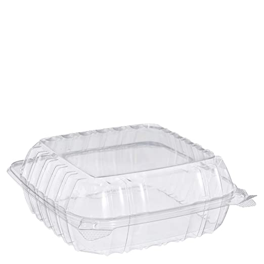 Dart C90PST1 ClearSeal Plastic Hinged Containers, Clear, 8.2 x 8.3 x 3 Inches, Case of 250