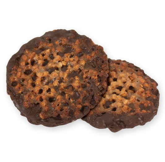 Chocolate Florentine Lace Cookies (175 Count) 5lb - (THIS ITEM NOW CONTAINS PEANUTS)