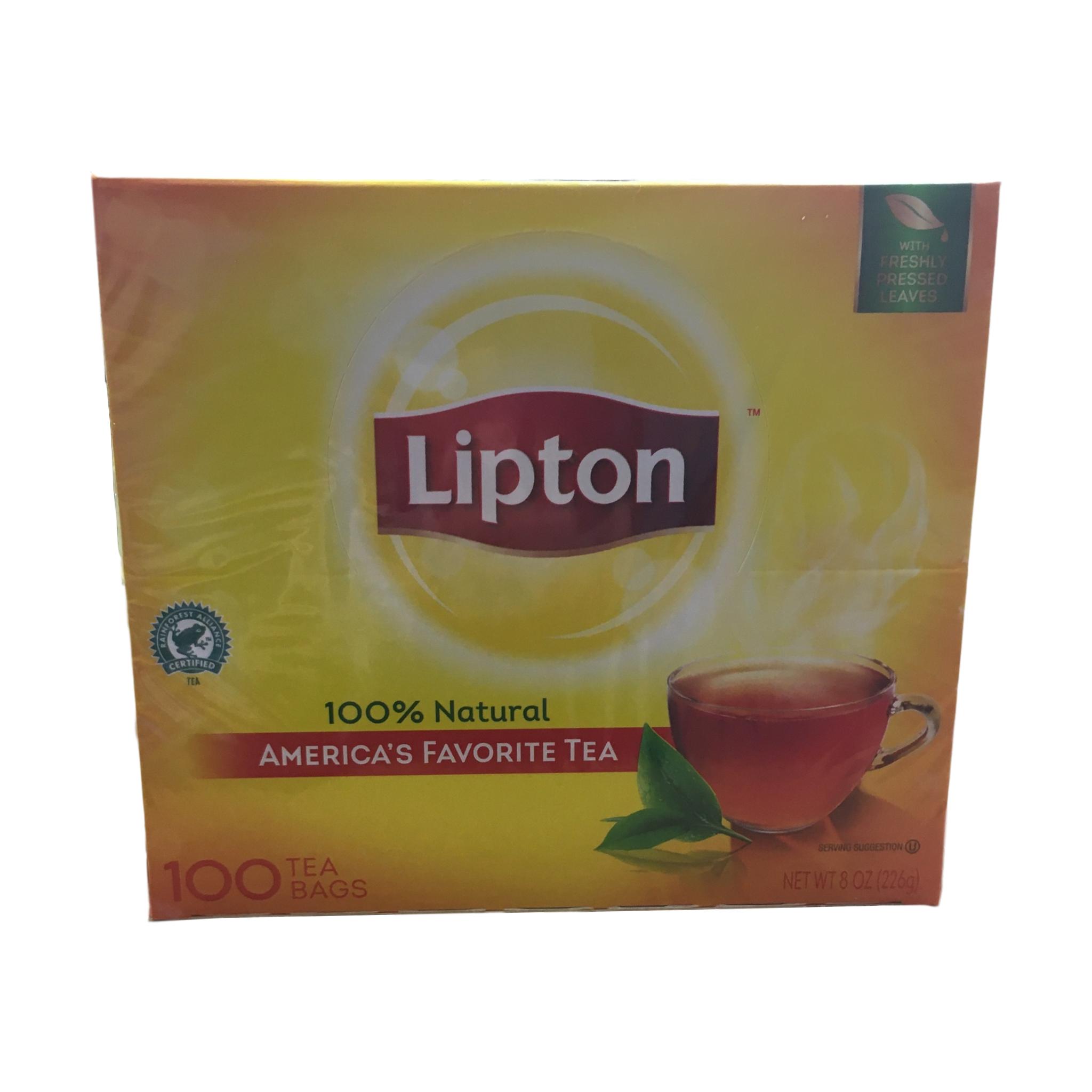 Black tea bag Lipton yellow label