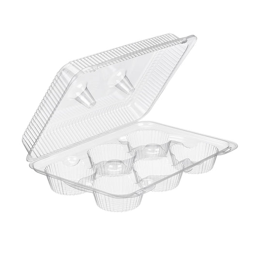 6 Cavity 5.5oz Muffin Clear Hinged Tray SLP76