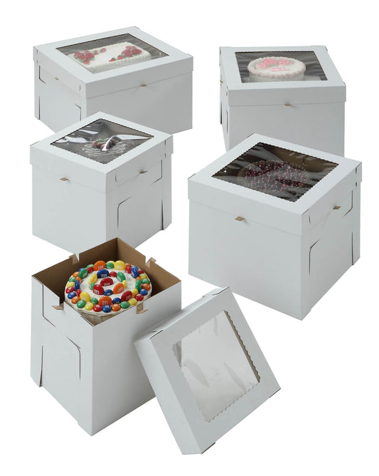 White E-Flue 12 X 12 X 8 Window Cake Box