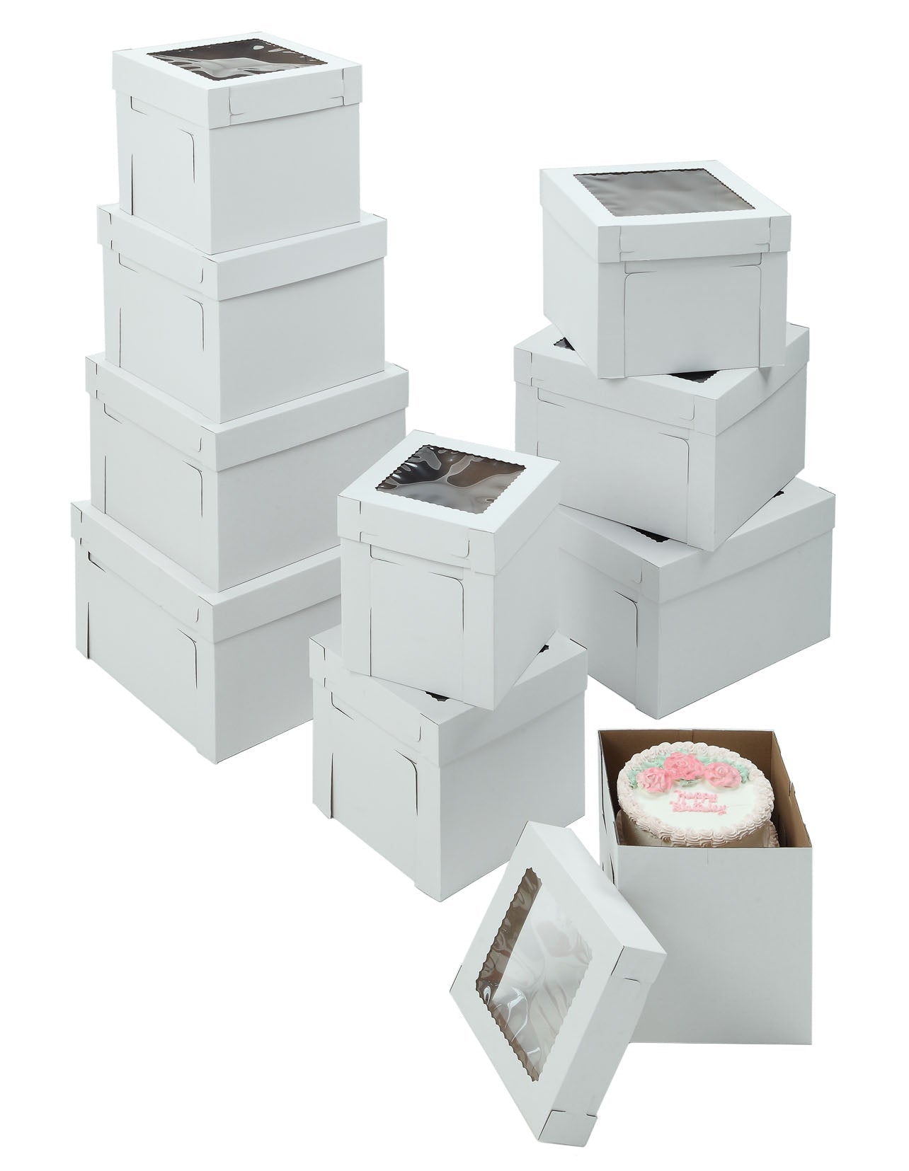 White E-Flue 8 X 8 X 8 Window Cake Box