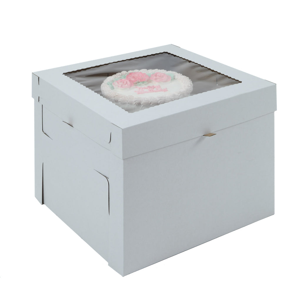 White E-Flue 14 X 14 X 8 Window Cake Box