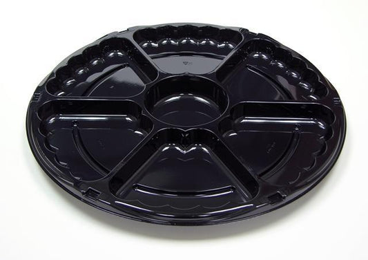 Lazy Susan Smartlock Catering Tray-6 Sections - 12 inch - Black - 50 Qty