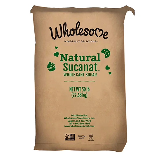 Wholesome Natural Sucanat, Whole Cane Sugar, Non GMO & Gluten Free, 50 Pound