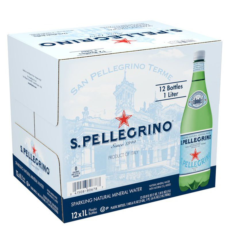 San Pellegrino Sparkling Water, 1L Glass Bottle (12 Pack) PICKUP ONLY