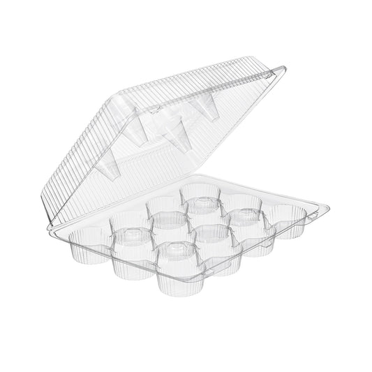 12 Clear Hinged Cupcake Tray Essentials Surelock SLP212
