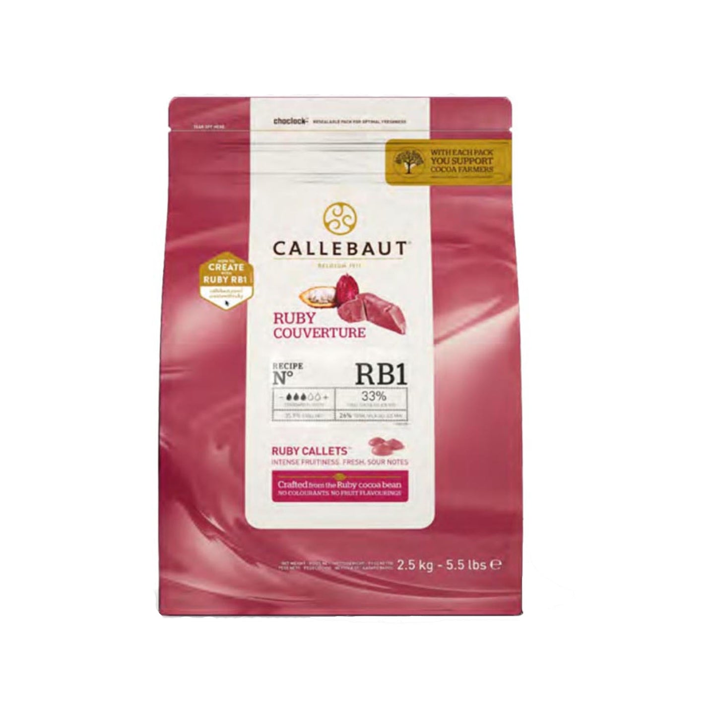 Ruby Pink Chocolate Couverture Callets - 33% Cacao 5.5