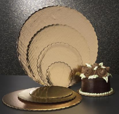 Gold Scalloped Round Corrugated Cake Board - 12"