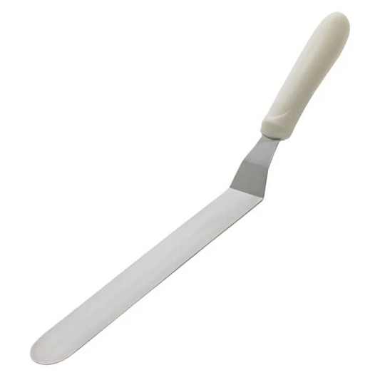 Winco TWPO-9 White Polypropylene Handle Stainless Steel Spatula with Offset Blade
